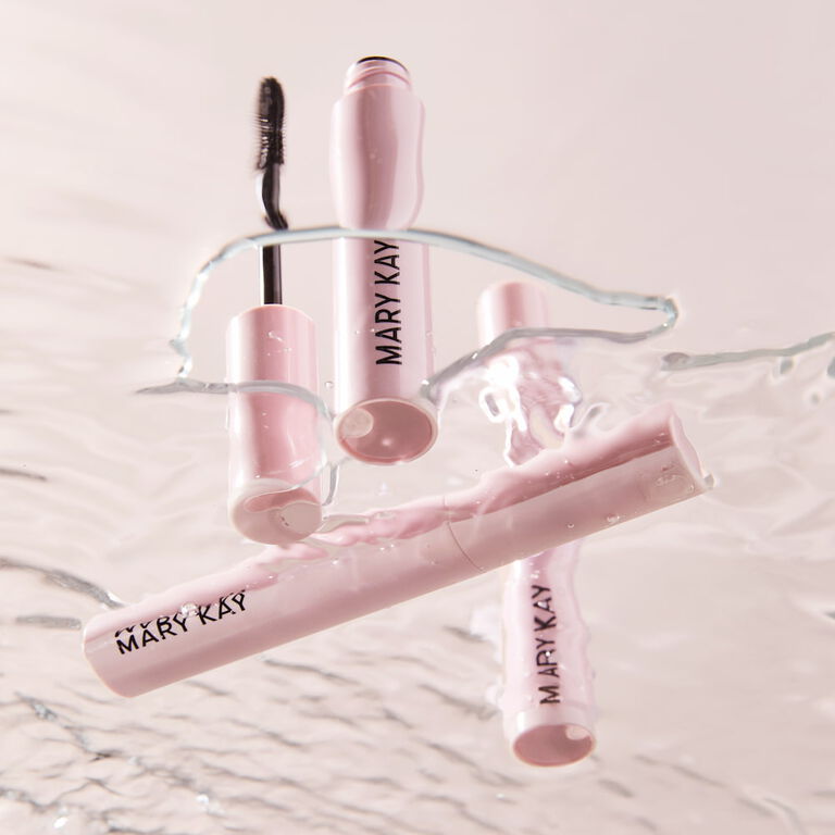 Mary Kay Great Heights Waterproof Mascara tubes floating in water
